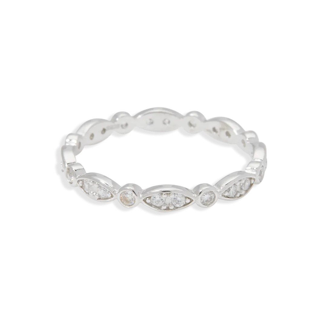 Sterling Silver Marquis and Dot Band