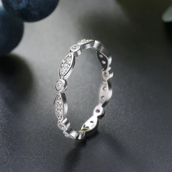 Sterling Silver Marquis and Dot Band