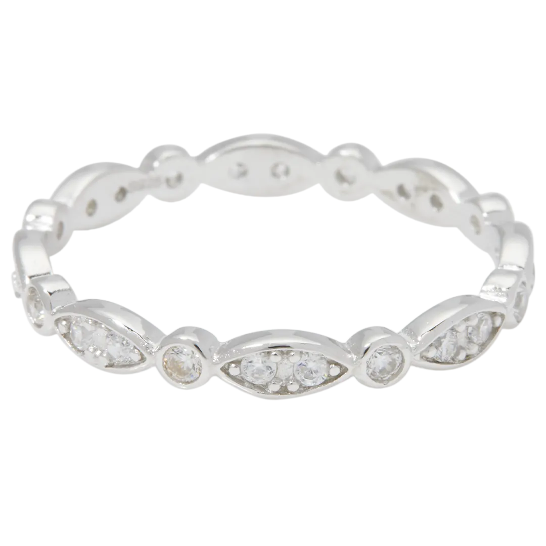 Sterling Silver Marquis and Dot Band