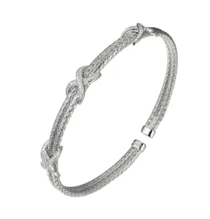 Sterling Silver Mesh CZ Infinity Flex Cuff Bracelet (SI5290)