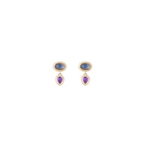 tassel earrings, moonstone   amethyst