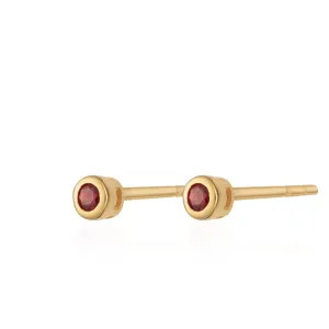 Teeny Tiny January Birthstone Stud Earrings - Gold/Garnet - SPSEGBSGAR