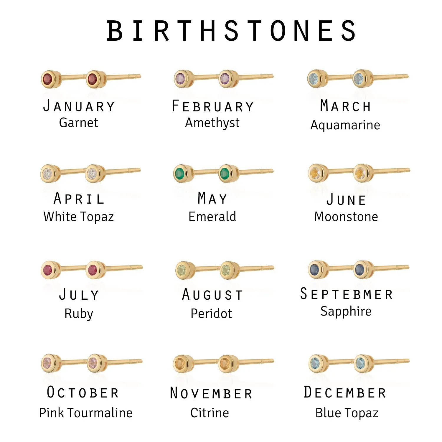 Teeny Tiny January Birthstone Stud Earrings - Gold/Garnet - SPSEGBSGAR