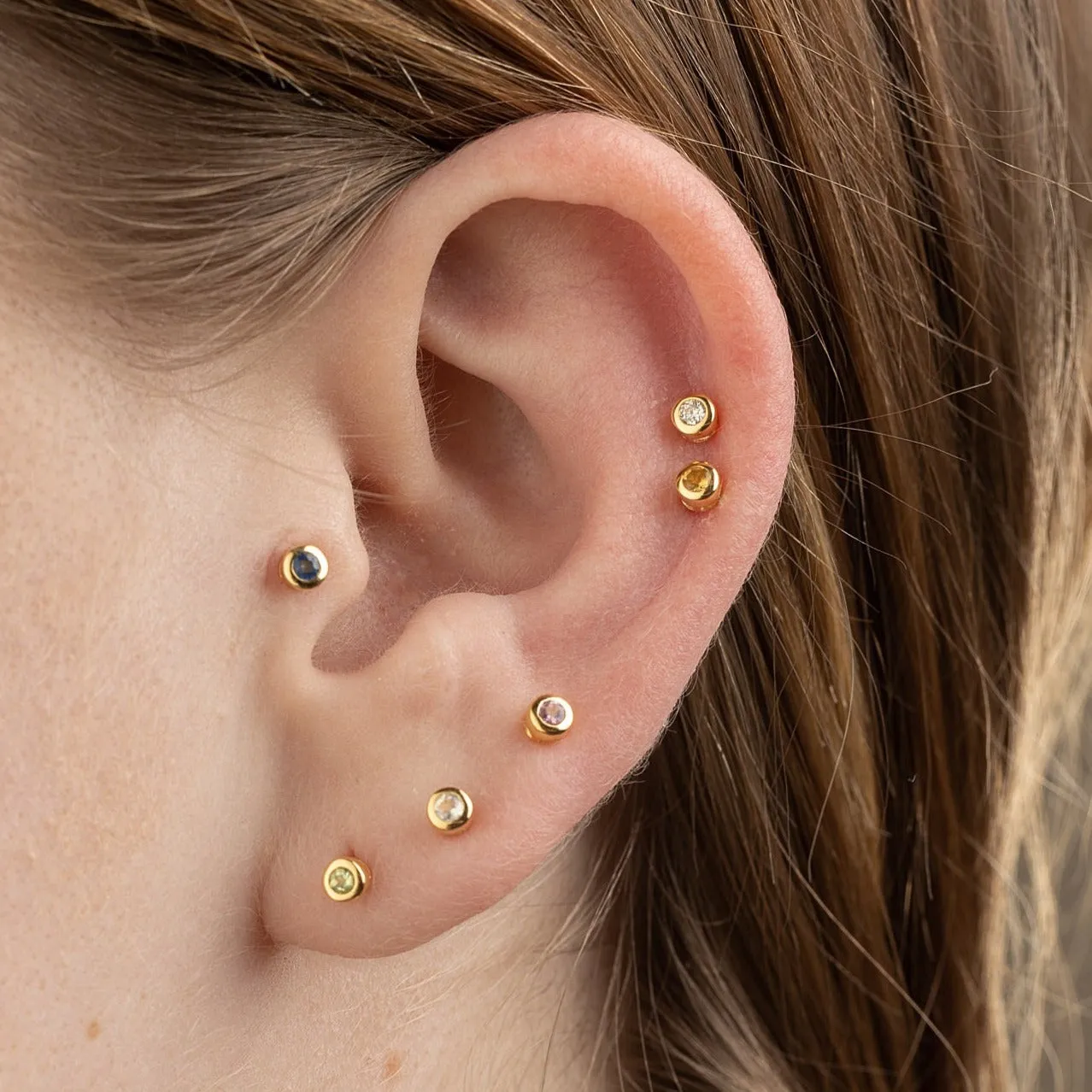 Teeny Tiny January Birthstone Stud Earrings - Gold/Garnet - SPSEGBSGAR