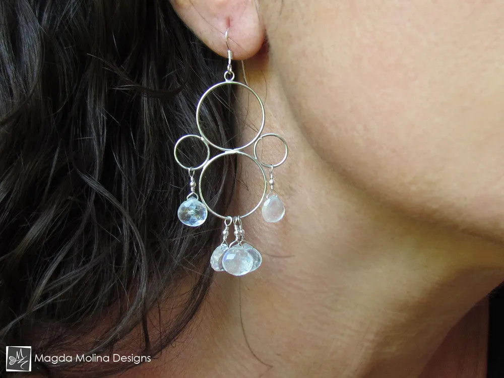 The Silver Bubbles And Moonstone Chandelier Earrings