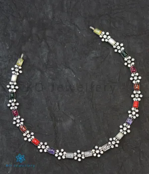 The Yajata Silver Navratna Necklace (Square/Oxidised)