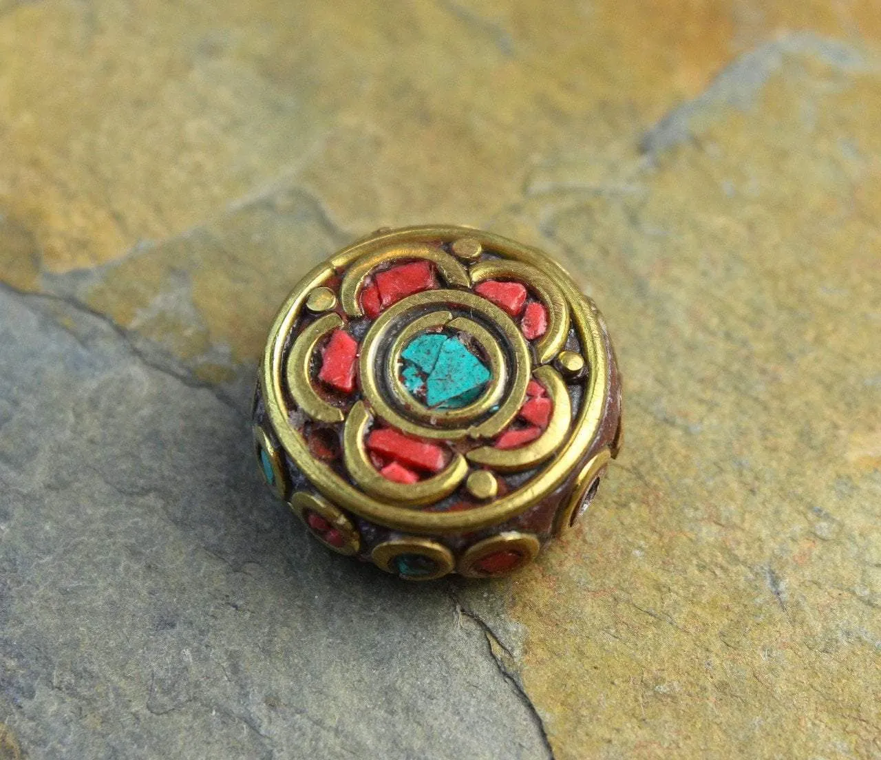 Tibetan Flower Disc Bead