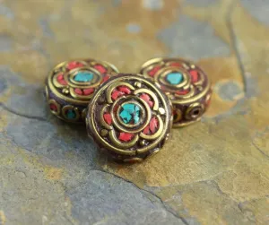 Tibetan Flower Disc Bead