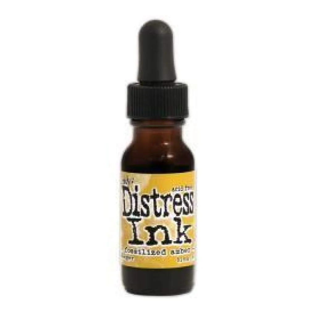 Tim Holtz Distress Ink Pad Re-Inker .5oz - Fossilized Amber