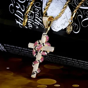 Twisted Coral Snake Cross Pendant