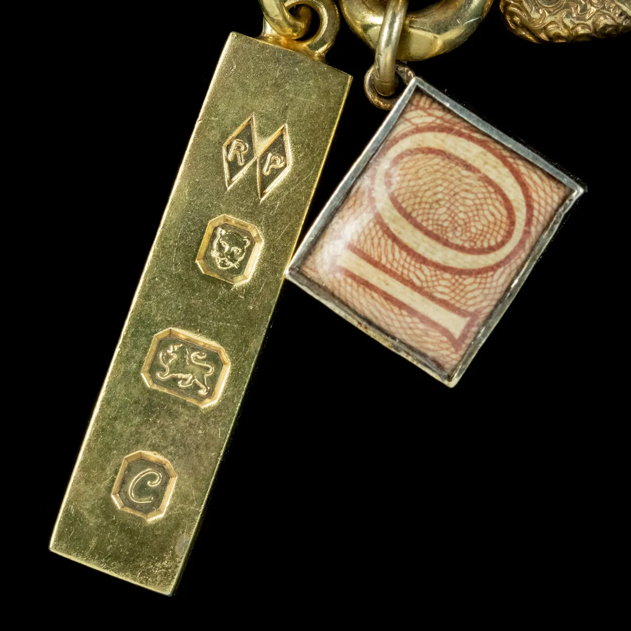 Vintage Charm Curb Bracelet Silver 18ct Gold Gilt Dated 1967