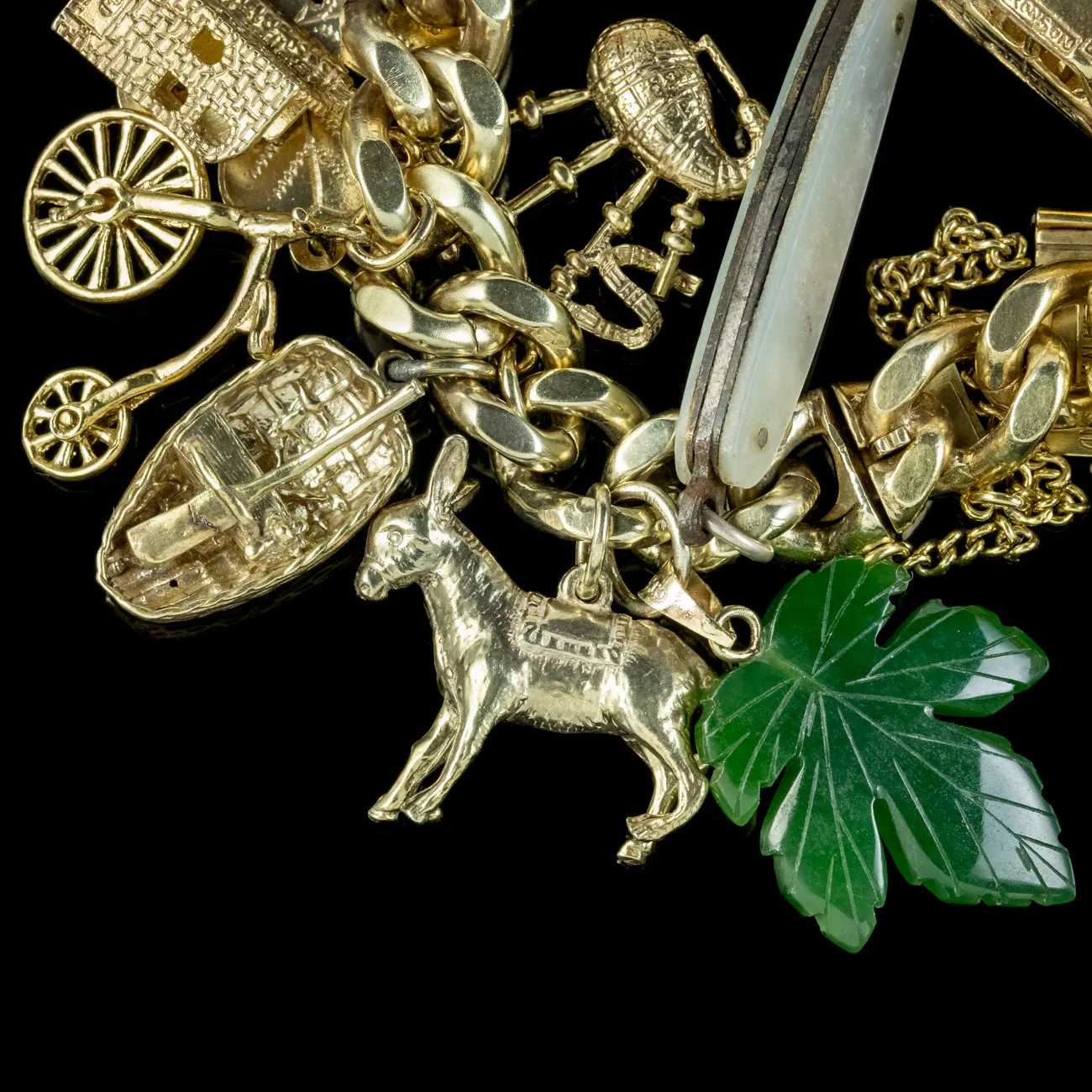 Vintage Charm Curb Bracelet Silver 18ct Gold Gilt Dated 1967