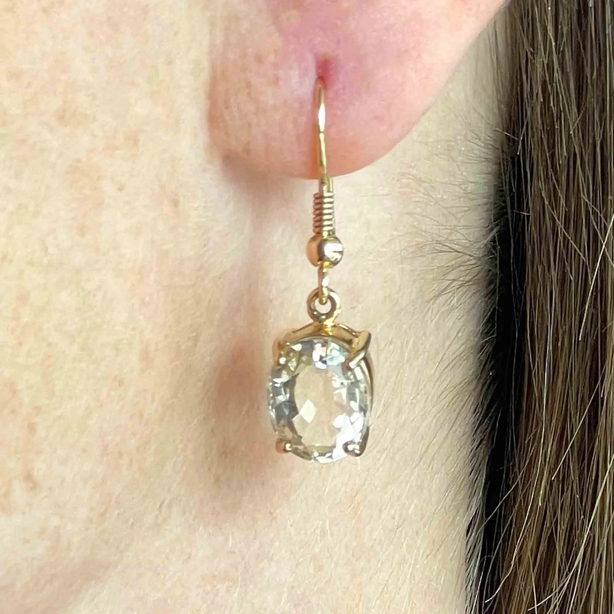 Vintage Gold Birmingham Assayed Large Citrine Drop Earrings
