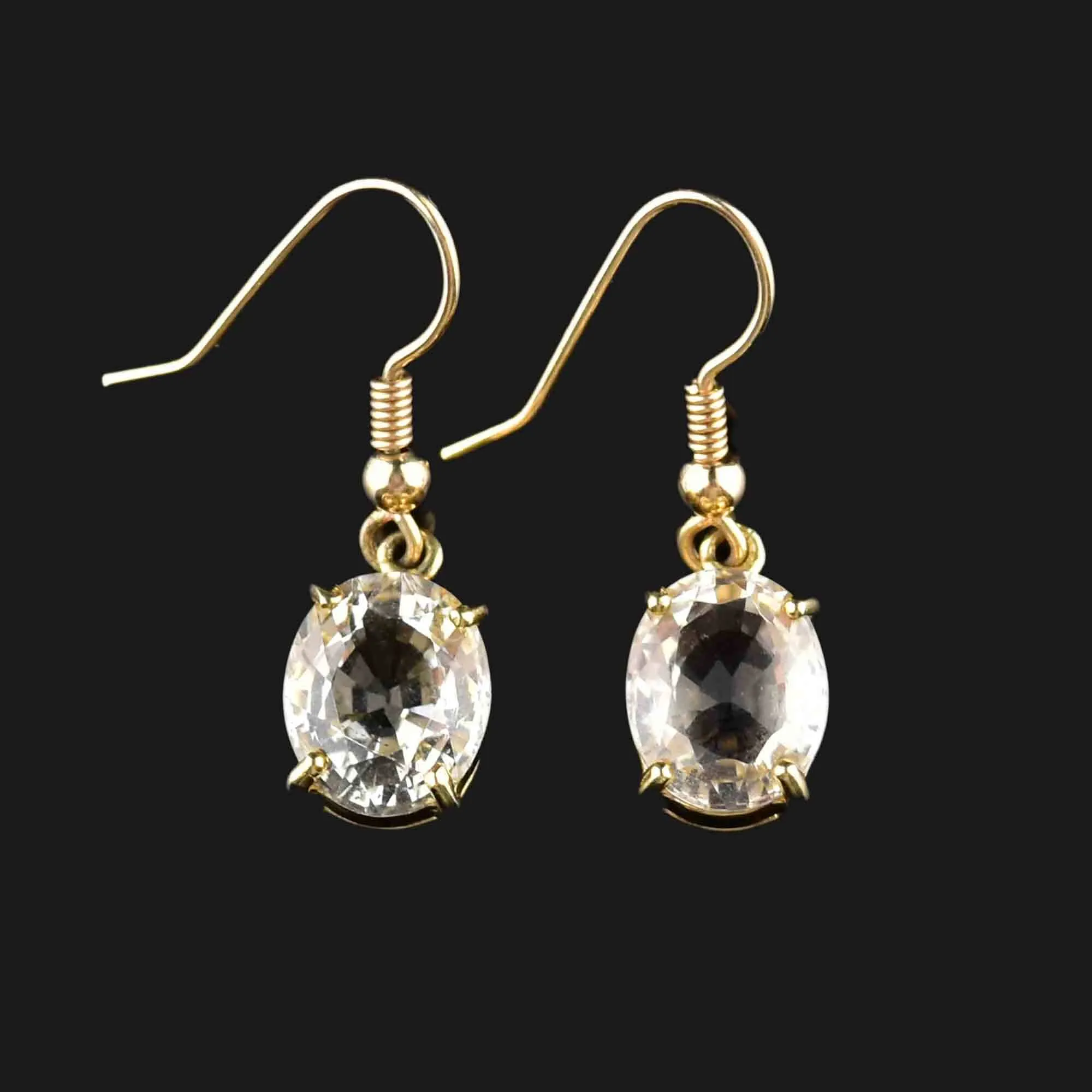 Vintage Gold Birmingham Assayed Large Citrine Drop Earrings