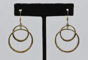Vintage Gold Tone Sterling Silver Hammered Interlocking Hoop Earrings
