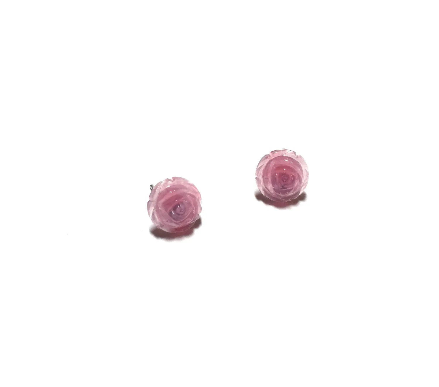 Violet Opal Rose Stud Earrings