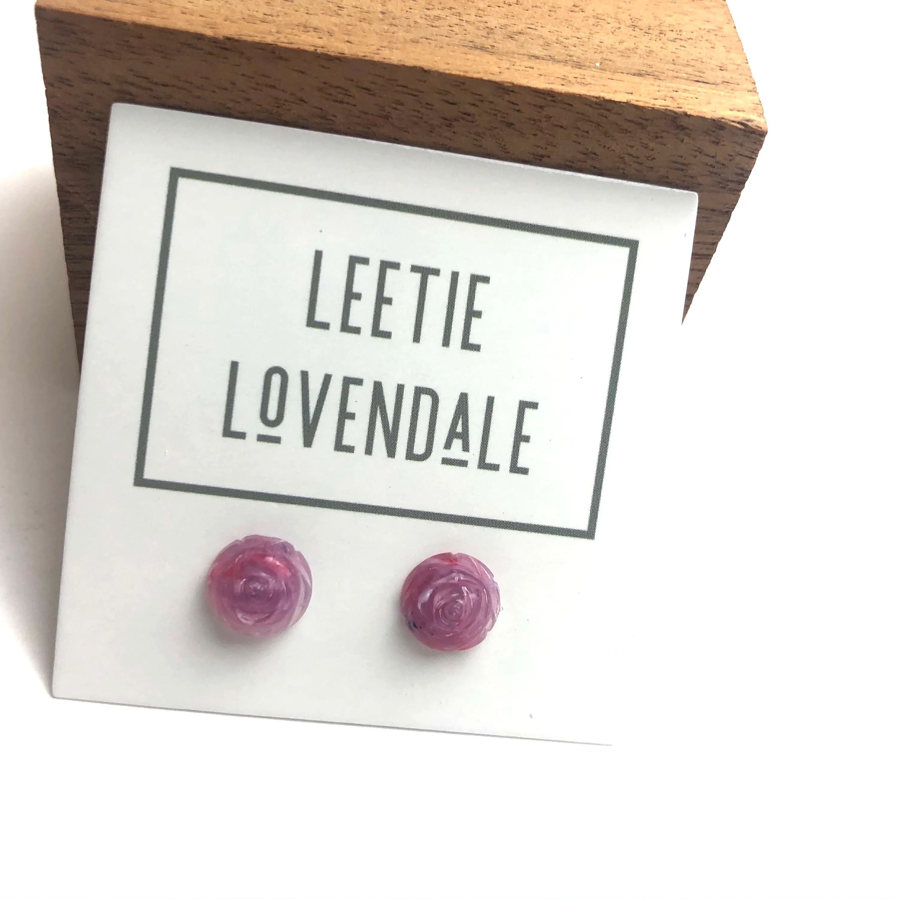 Violet Opal Rose Stud Earrings