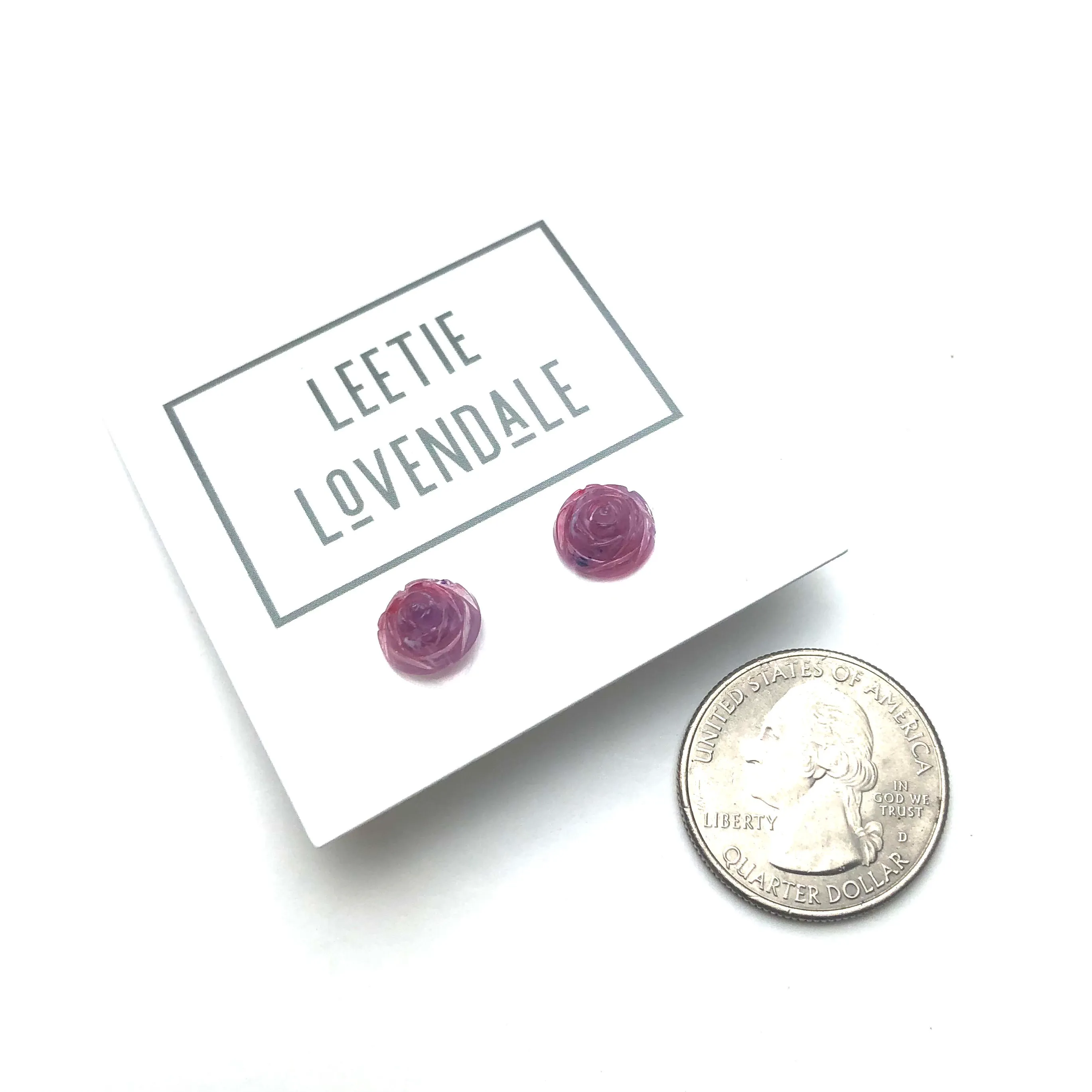 Violet Opal Rose Stud Earrings
