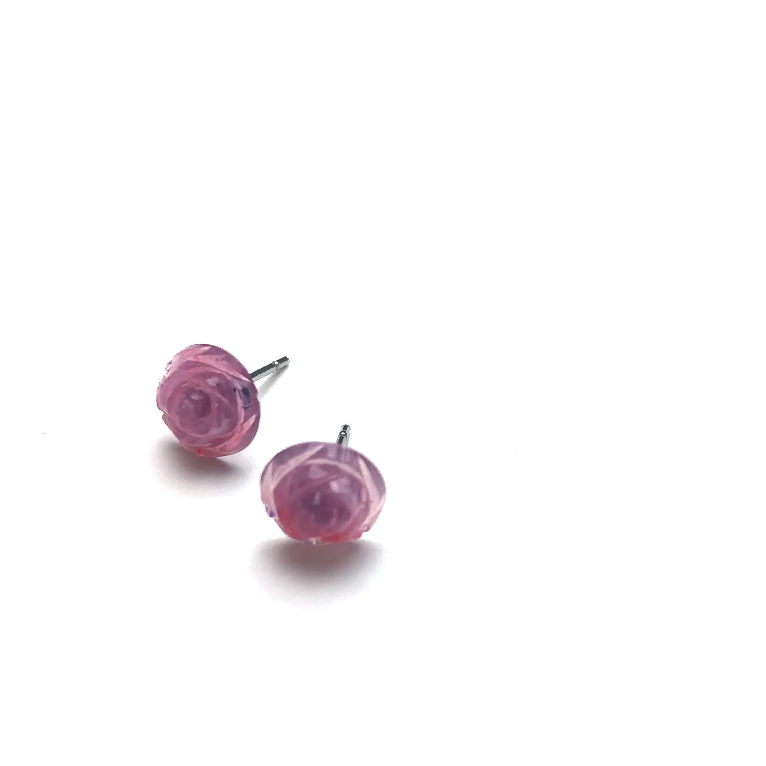 Violet Opal Rose Stud Earrings