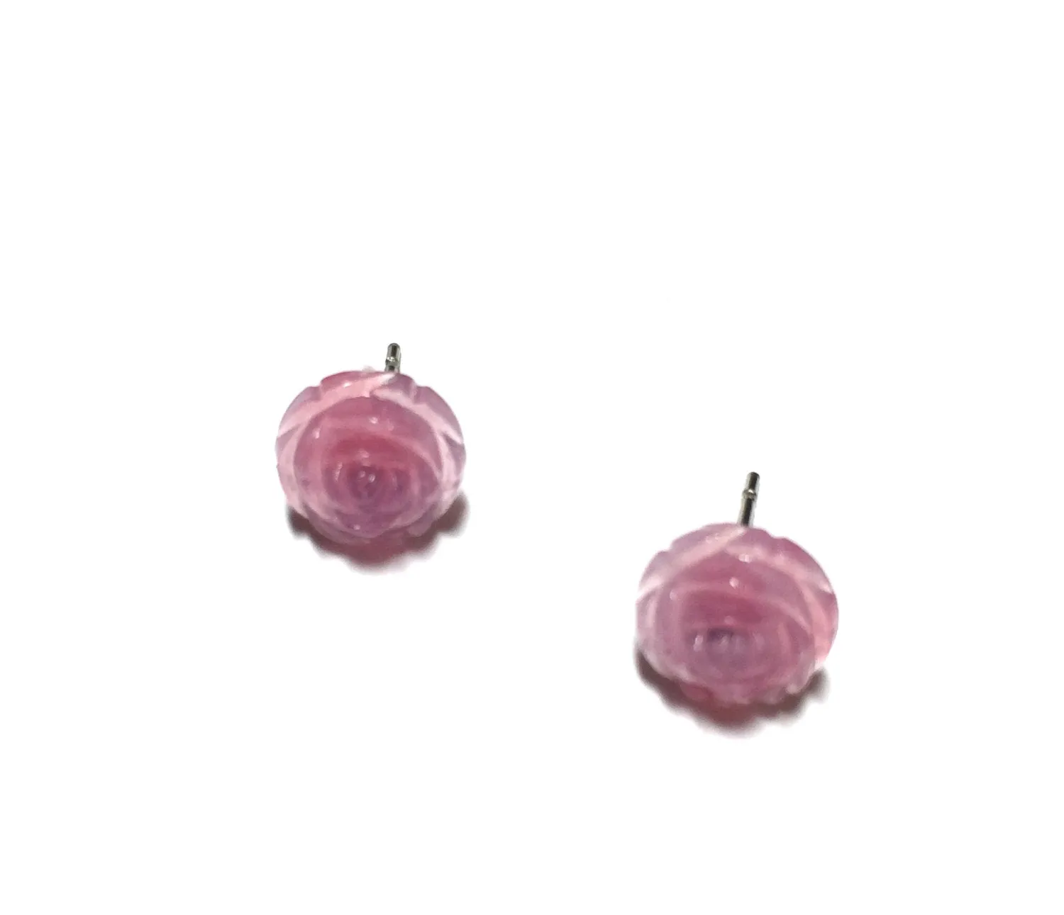 Violet Opal Rose Stud Earrings