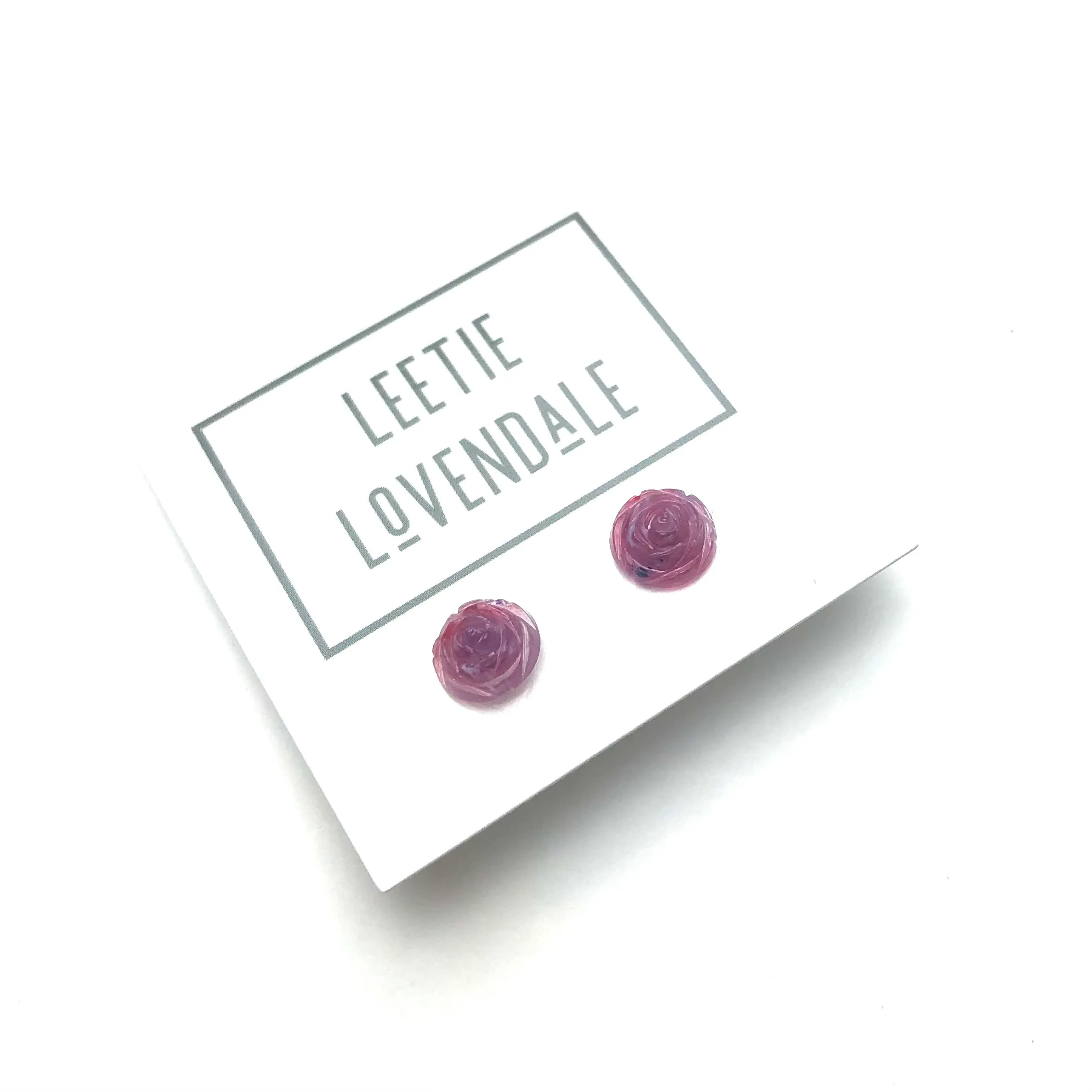 Violet Opal Rose Stud Earrings