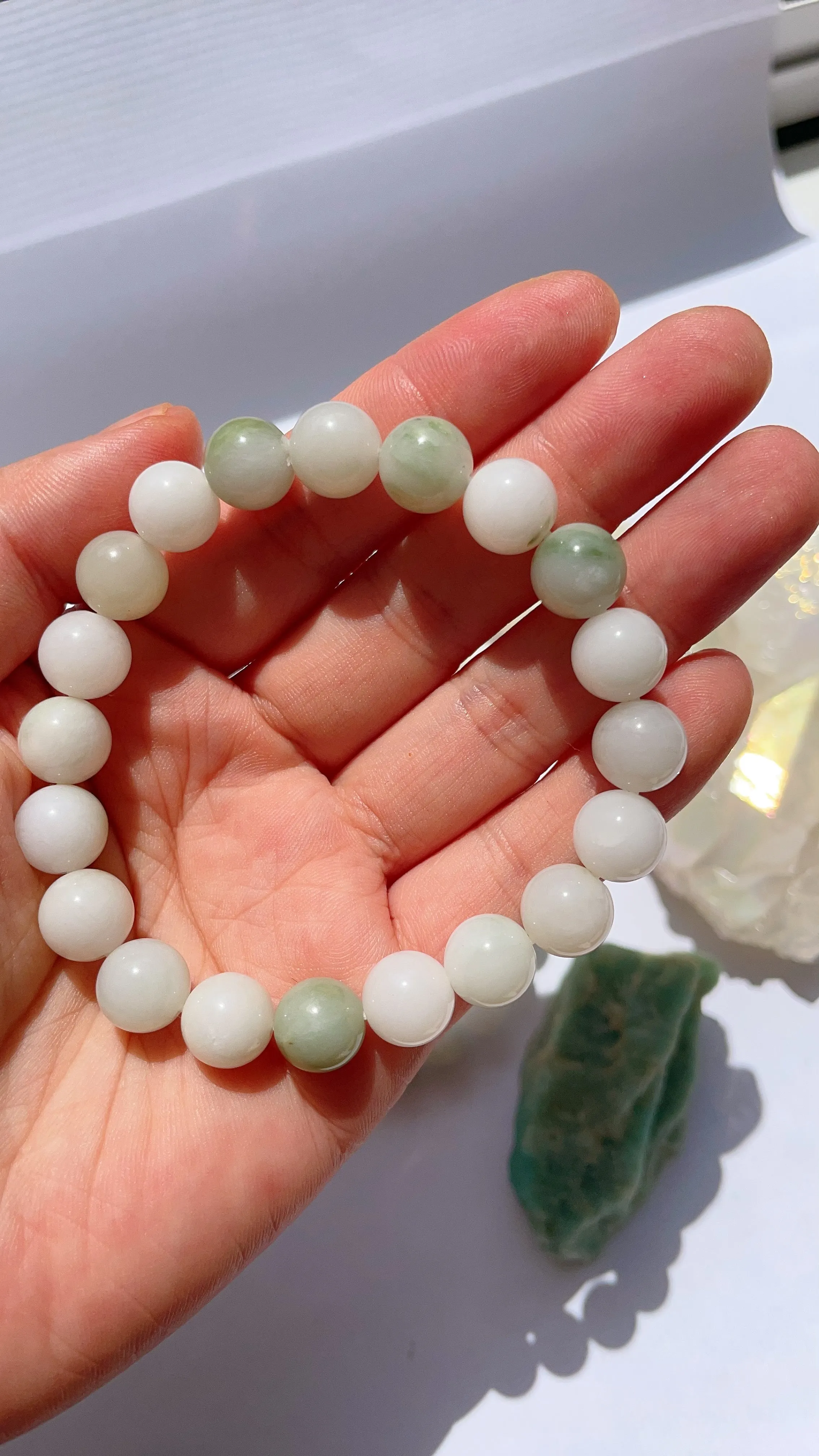 White & Green Jade Bracelet