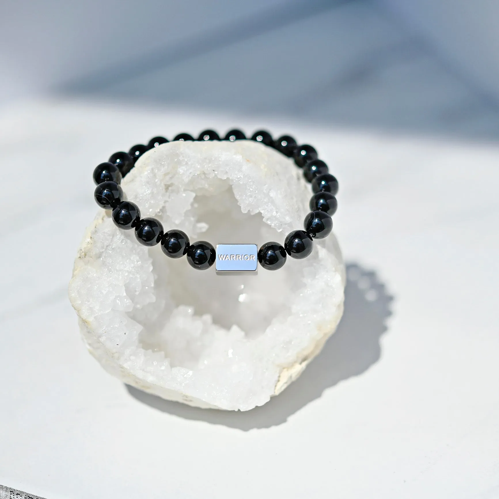 White Jade   Black Onyx Crystal Bracelets
