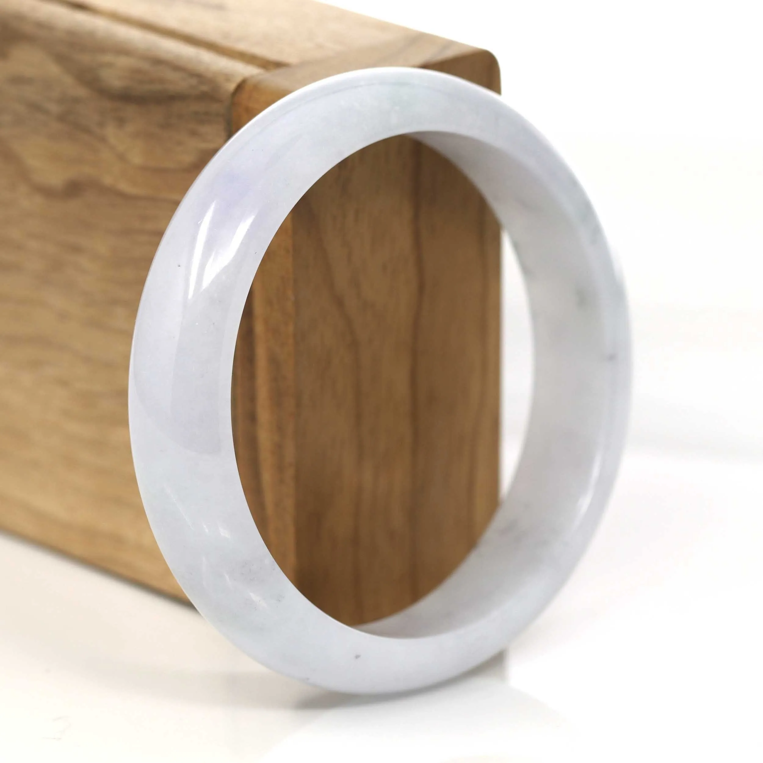 White- Lavender Genuine Burmese Jadeite Jade Bangle Bracelet (57.43 mm) #658