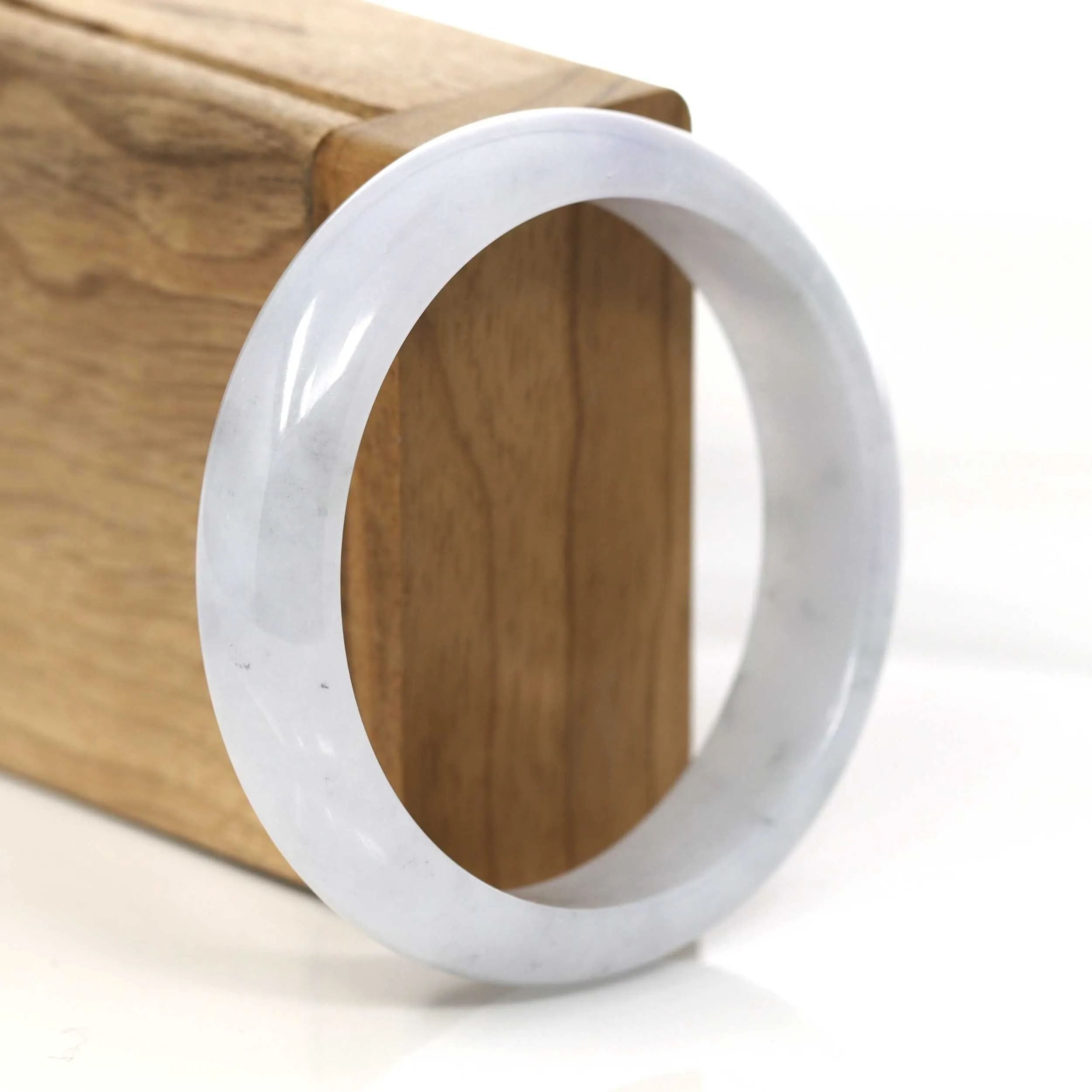 White- Lavender Genuine Burmese Jadeite Jade Bangle Bracelet (57.43 mm) #658