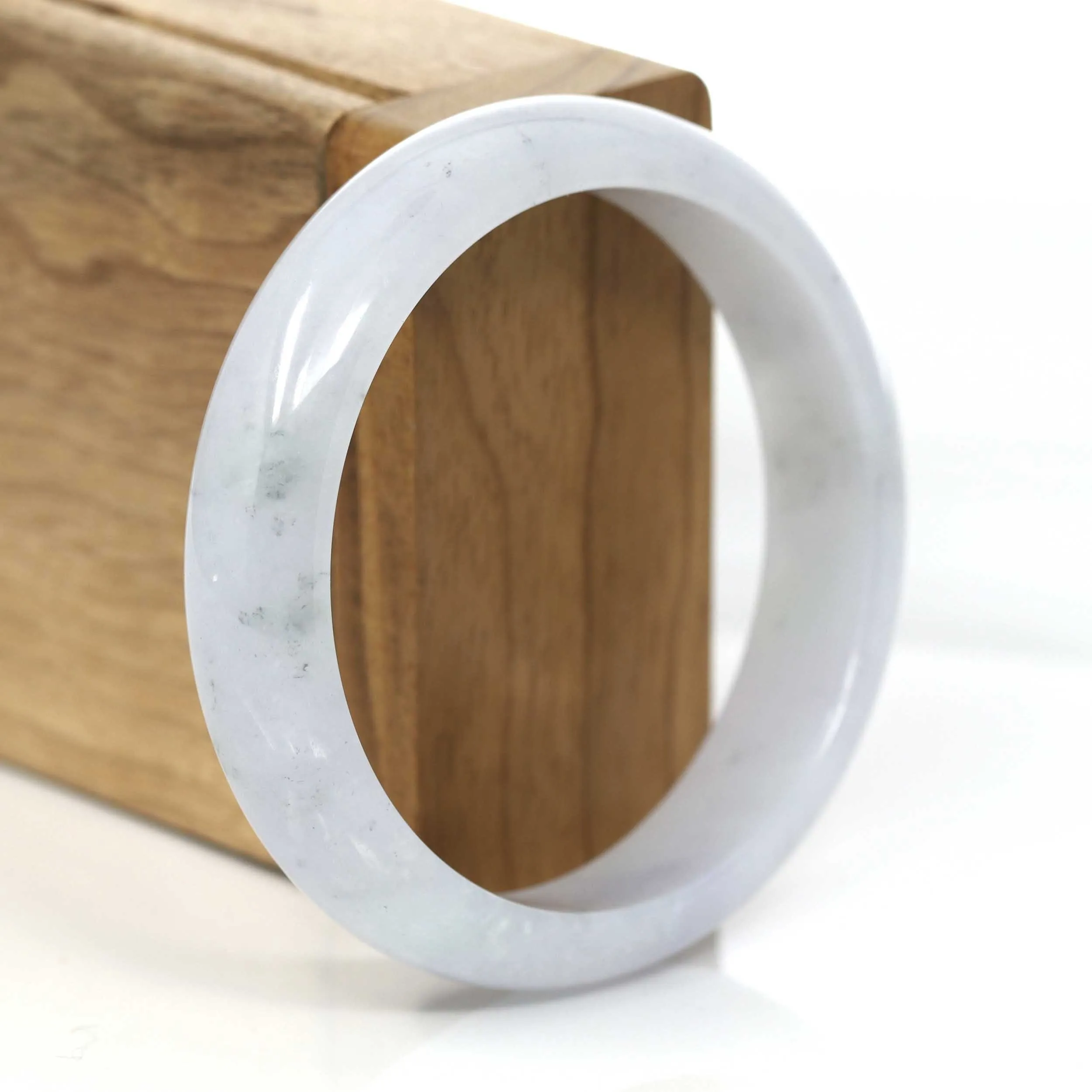 White- Lavender Genuine Burmese Jadeite Jade Bangle Bracelet (57.43 mm) #658