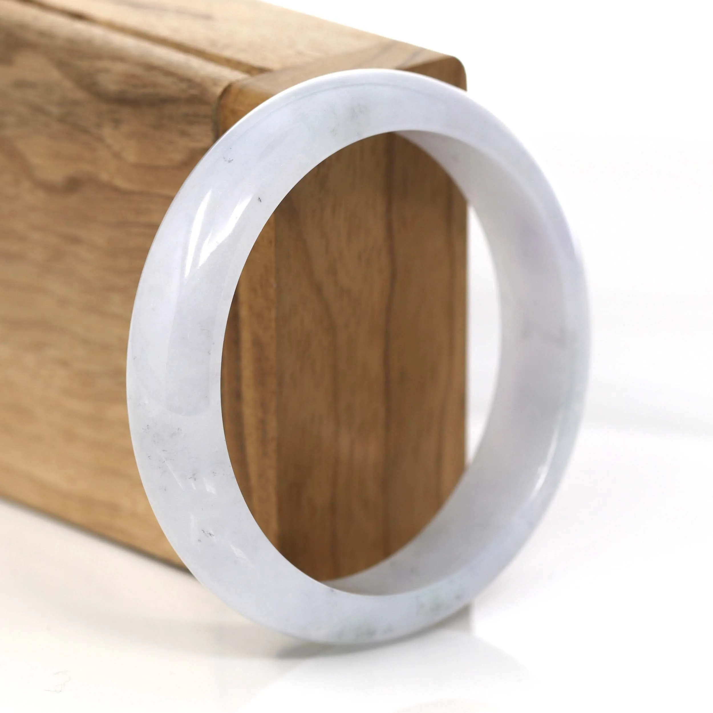 White- Lavender Genuine Burmese Jadeite Jade Bangle Bracelet (57.43 mm) #658