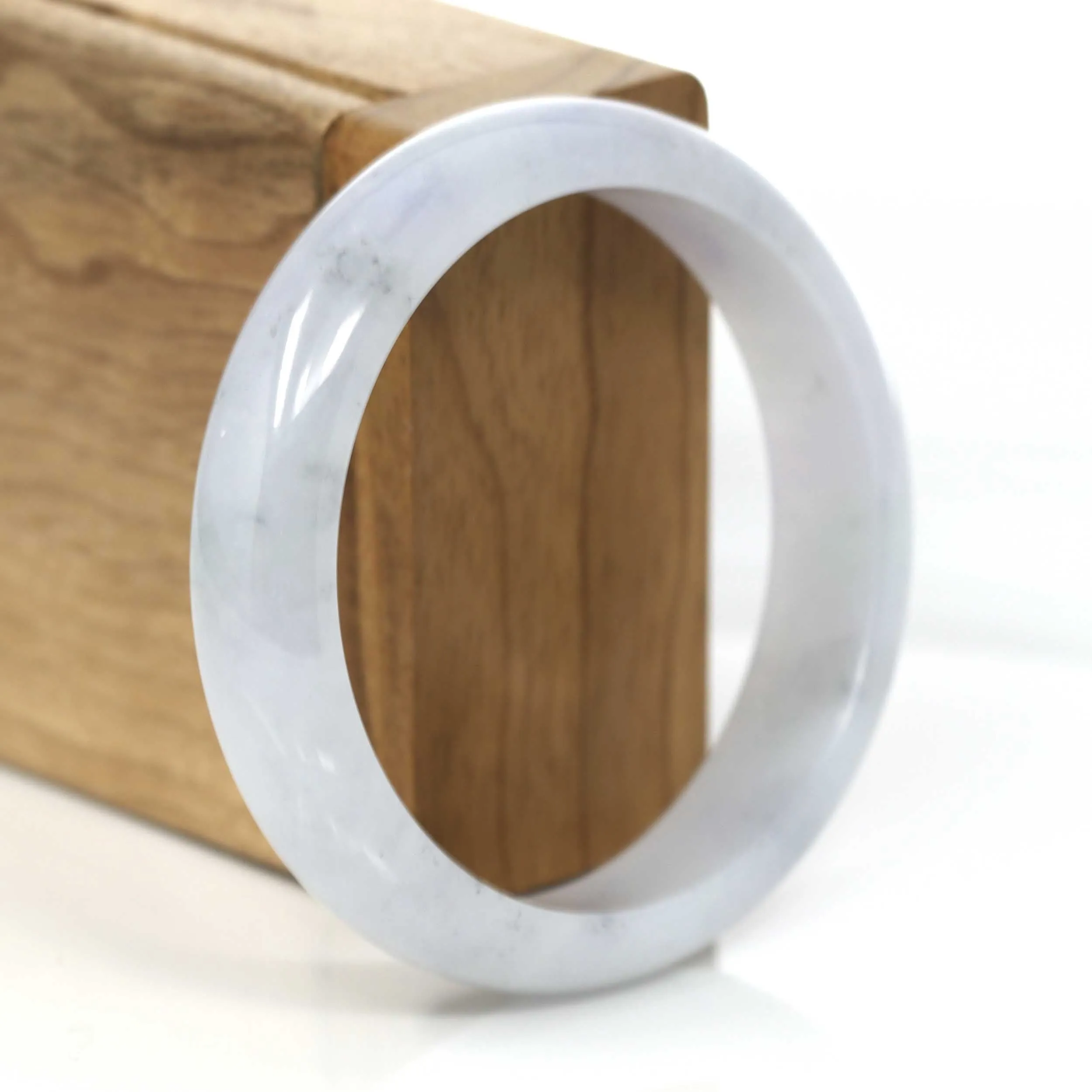 White- Lavender Genuine Burmese Jadeite Jade Bangle Bracelet (57.43 mm) #658