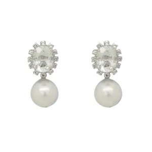 White Topaz and Pearl Earrings
