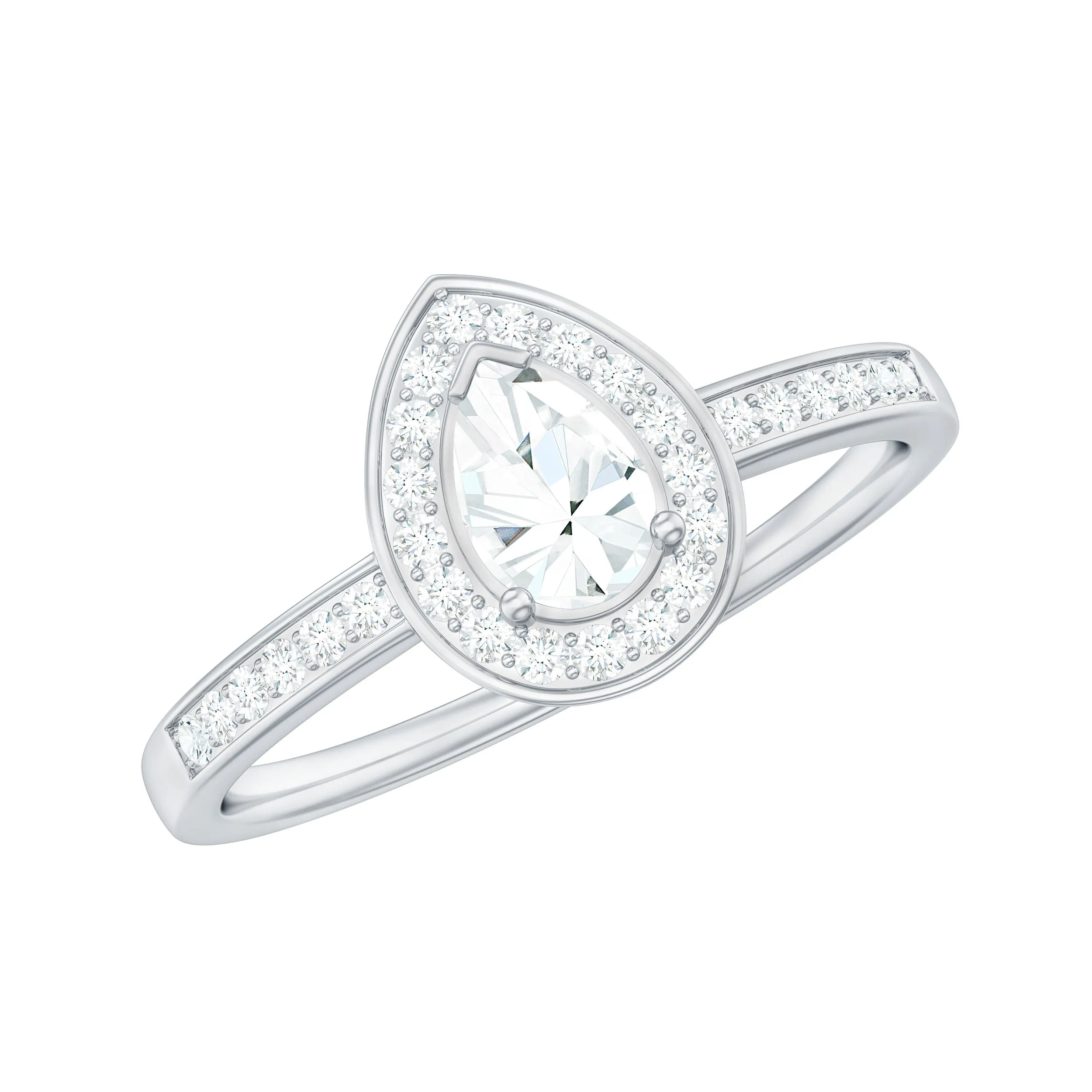 Zircon Teardrop Halo Engagement Ring