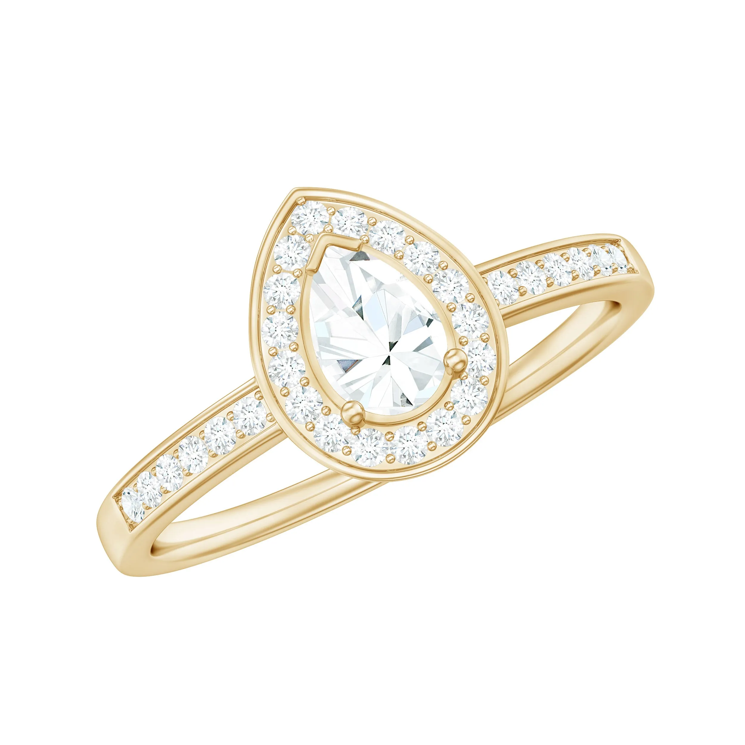 Zircon Teardrop Halo Engagement Ring